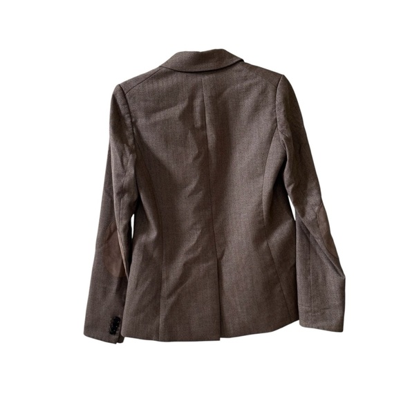 VERONICA BEARD Cutaway Wool Elbow Patch Herringbone Dickey Jacket Tan/Brown Sz 4 - Picture 5 of 8